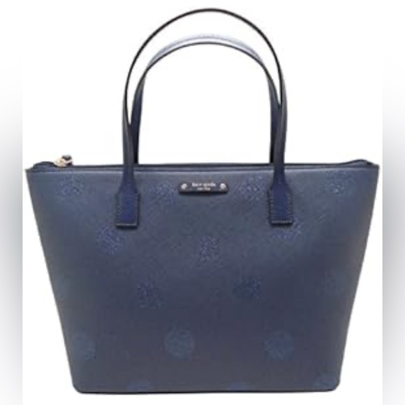 Kate Spade Blue Hani Haven Lane Tote with Sparkle Polka Dots